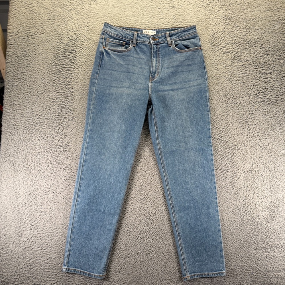 Cello Jeans‎ Womens 13 Blue Cotton Denim Straight Workwear Faded Travel Stretch
